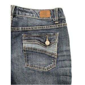 American Rag Cie jean size7 pinstriped distressed straight crop inseam 26
